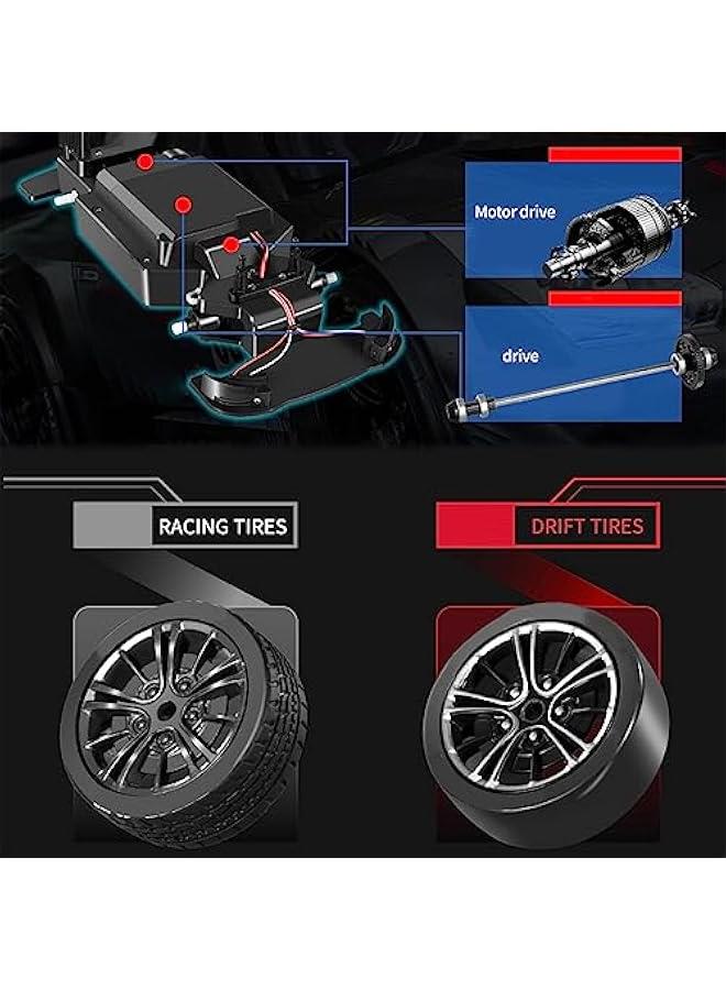 إسكدنيا سيارة دريفت RC، سيارة تحكم عن بعد بمقياس 1:16، سيارة سباق عالية السرعة 40 كم/ساعة، دريفت رياضي كهربائي بتردد 2.4 جيجا هرتز مع مصباح أمامي، إطارات دريفت وإطارات سباق للبالغين (أسود) - Image 4