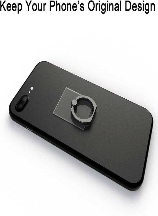 Attom Tech Transparent Phone Ring Holder Grip 360 Degree Free Rotation, Clear Cell Phone Finger Ring Kick-Stand for - for iPhone X 8 7 Plus 6S 6 5s 5 SE, Galaxy S9 S8 S7 S6 Edge, Note 8 5 4 2 (Black) - Image 2