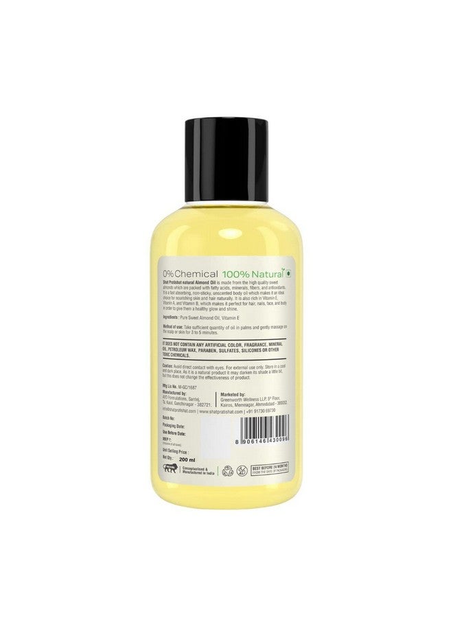 SHAT PRATISHAT Pure Sweet Almond Oil, Cold-Pressed, Virgin Grade, Organic Oil, Natural Nourishment For Hair, Face - Image 2