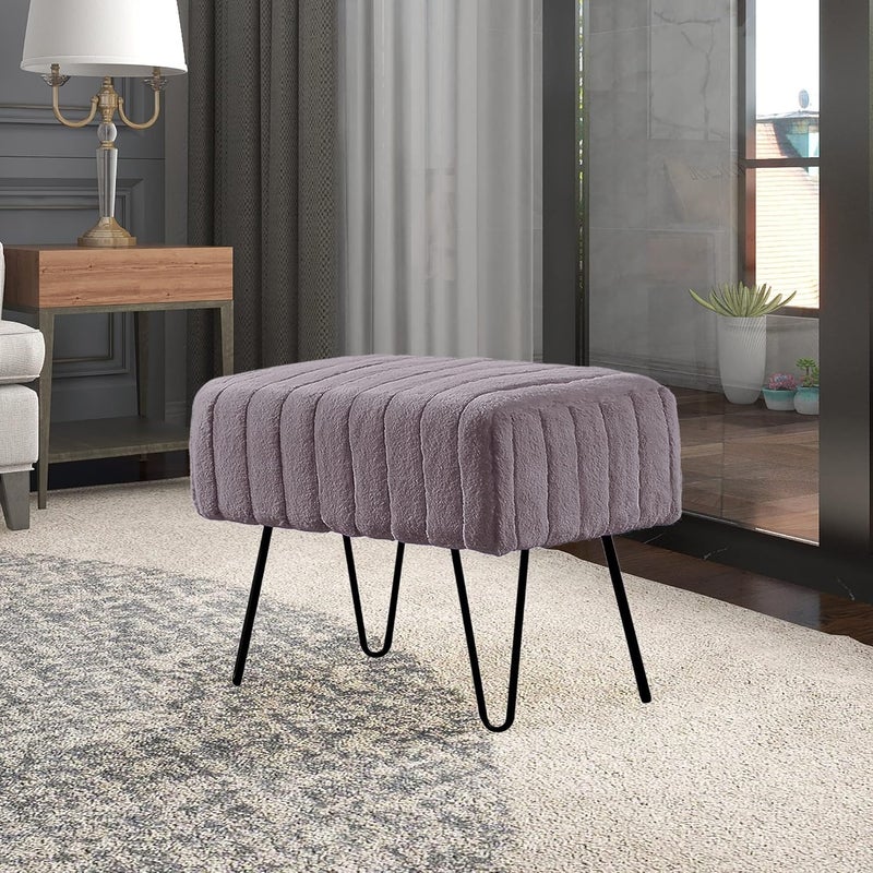 Home Soft Things Super Mink ottoman bench, 19" x 13" x 17", Charcoal - Image 5
