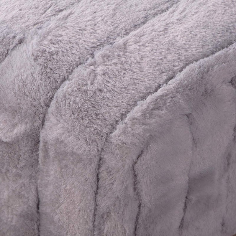 Home Soft Things Super Mink ottoman bench, 19" x 13" x 17", Charcoal - Image 3