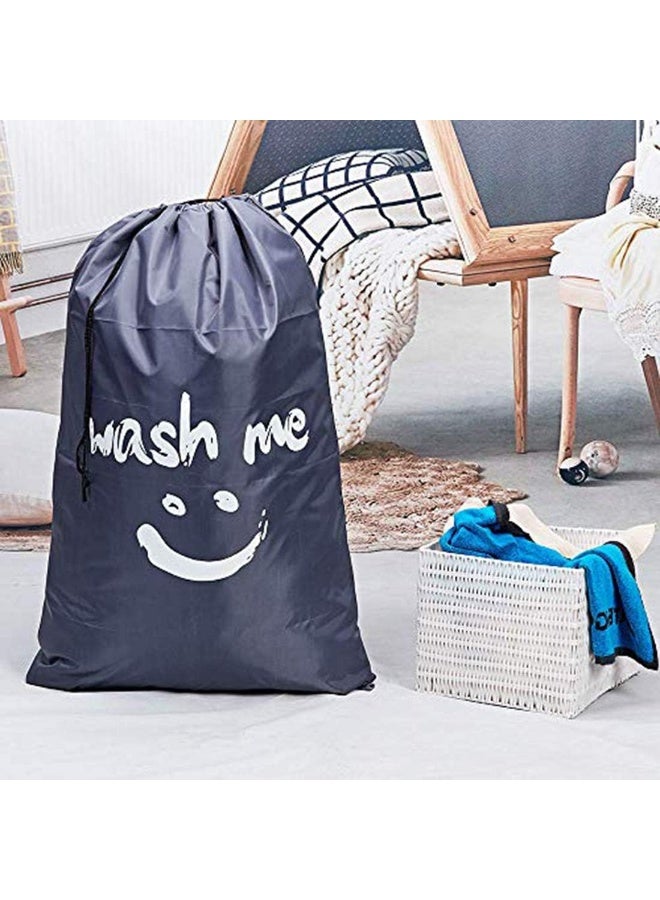 2 pack xl wash me travel laundry bag, machine washable dirty clothes organizer, large enough to hold 4 loads of laundry, easy fit a laundry hamper or basket, light blue and grey - Image 3