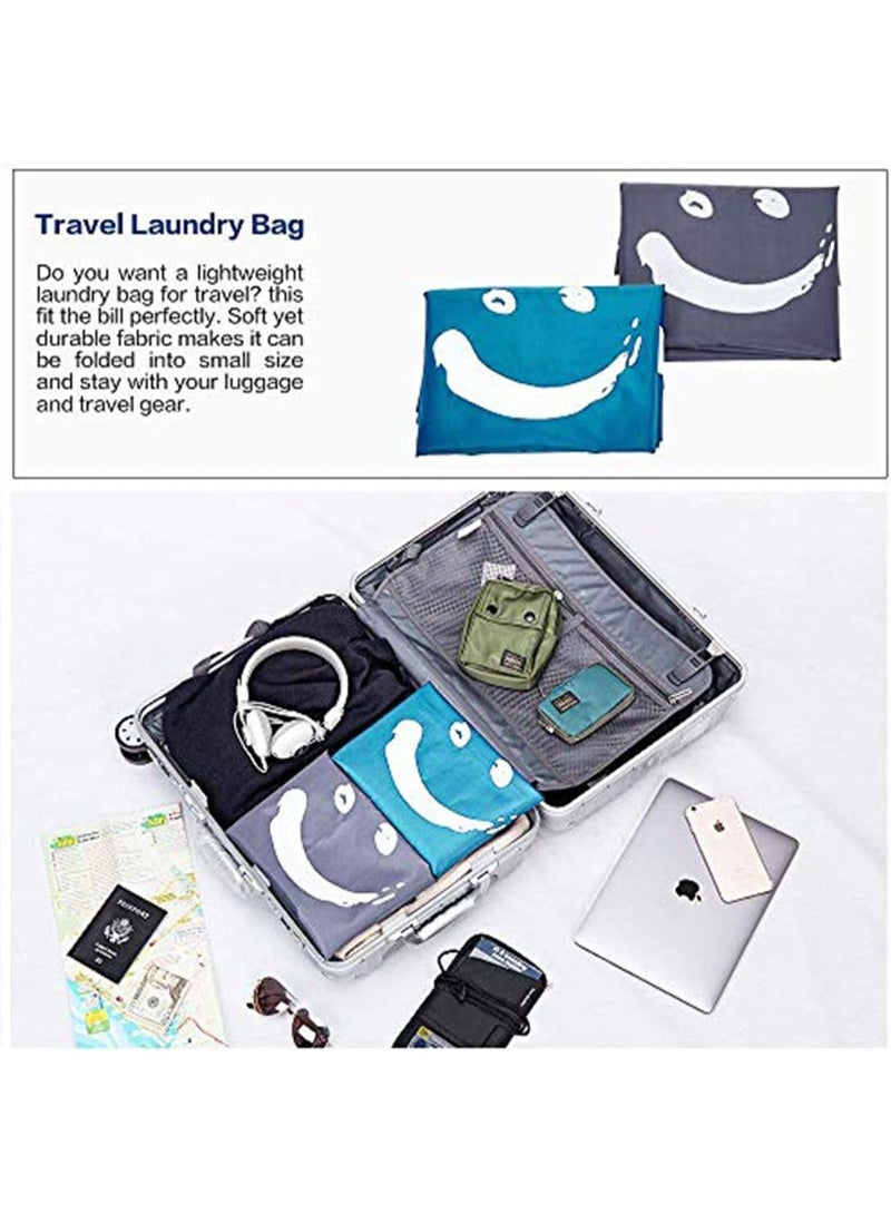 2 pack xl wash me travel laundry bag, machine washable dirty clothes organizer, large enough to hold 4 loads of laundry, easy fit a laundry hamper or basket, light blue and grey - Image 5