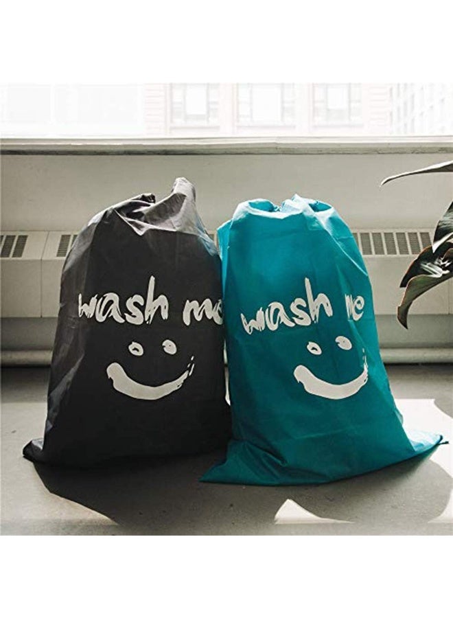 2 pack xl wash me travel laundry bag, machine washable dirty clothes organizer, large enough to hold 4 loads of laundry, easy fit a laundry hamper or basket, light blue and grey - Image 2