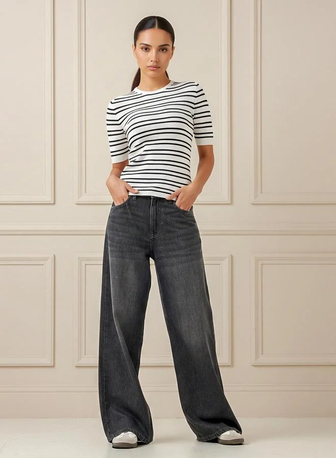 Splash FAV  Striped Crew Neck Sweater for Women | Best Price UAE