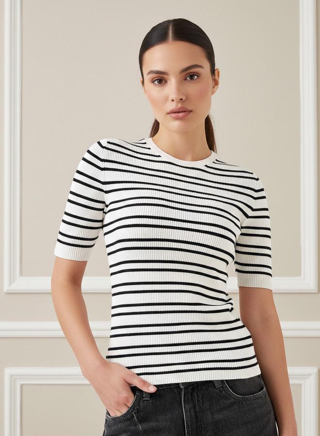 Splash FAV Striped Crew Neck Sweater - Image 1
