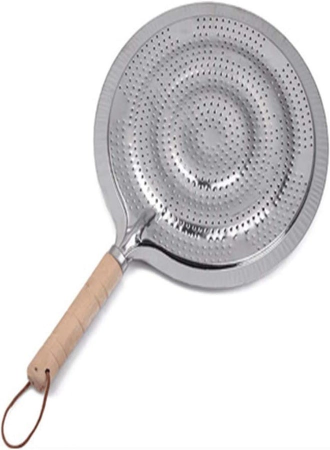 AKDC Heat Diffuser Stove Pan，Simmer Ring Pan Hob Mat With Wooden Handle For Electric Or Gas Cooker 21Cm (Silver)  - Image 3