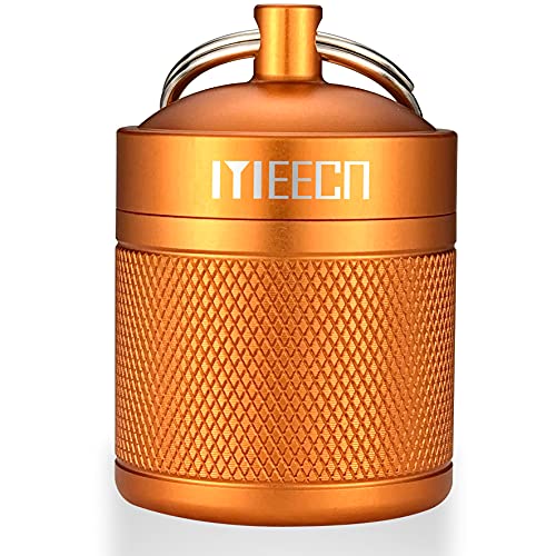MEECN Keychain Pill Holder Box Aluminum Waterproof Container Pill Organizer for Outdoor Travel Camping Size 16 x 16 x 2 in Orange - Image 2