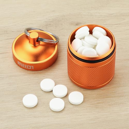 MEECN Keychain Pill Holder Box Aluminum Waterproof Container Pill Organizer for Outdoor Travel Camping Size 16 x 16 x 2 in Orange - Image 5