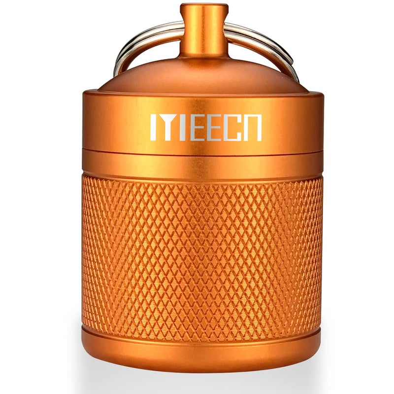 MEECN Keychain Pill Holder Box Aluminum Waterproof Container Pill Organizer for Outdoor Travel Camping Size 16 x 16 x 2 in Orange - Image 3