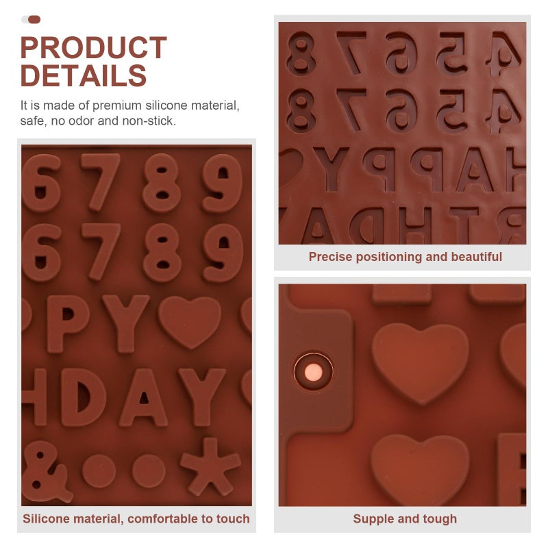Heat Resistant Silicone Chocolate Mold Set 3pcs Alphabet Number Candy Molds for Baking DIY - Image 4