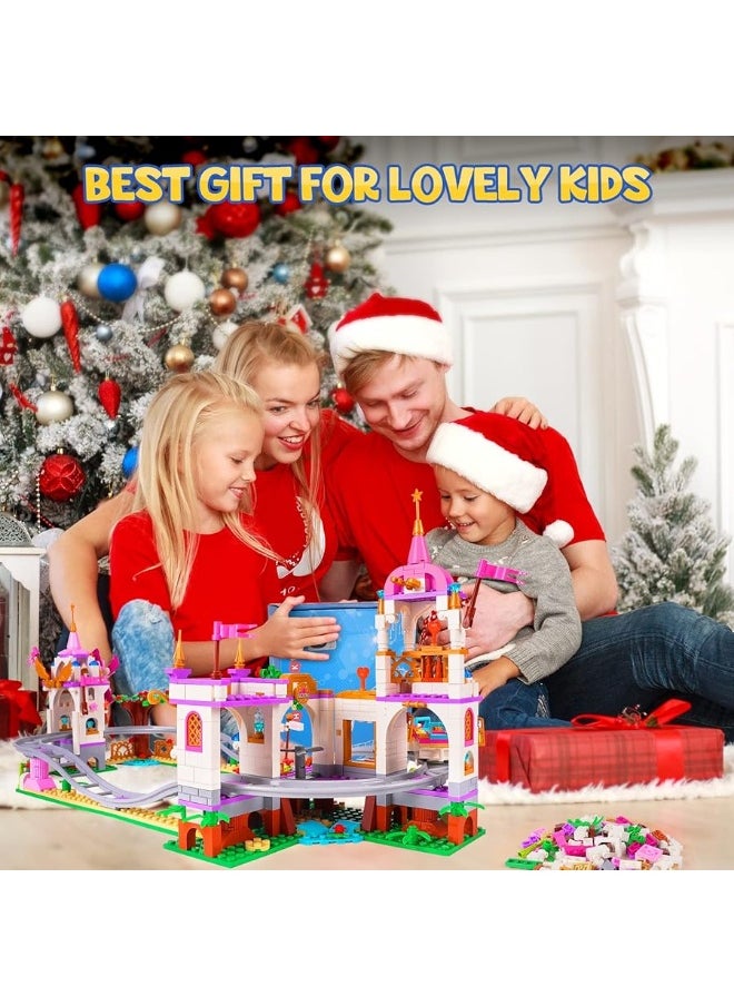 Hogokids HOGOKIDS Friend Roller Coaster Building Set - 711 Pieces Girls Amusement Park Building Block Kit STEM Playground Park Pink Construction Birthday Gift Toys for Kids Girls Boys Aged 6 7 8 9 10 11  - Image 2