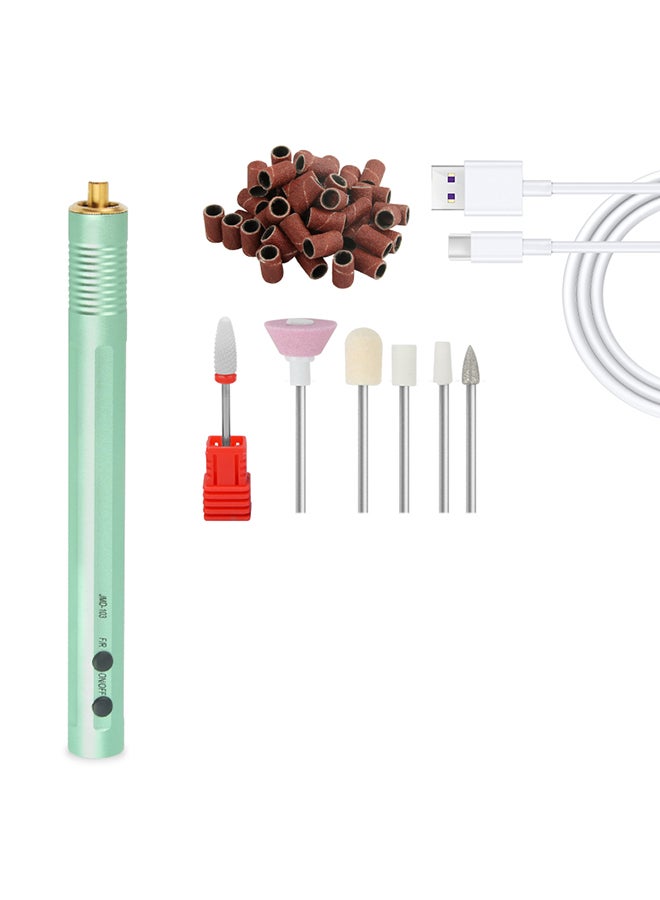 brunson Jmd103 Portable Electric Nail Drill Rechargeable Mini Polishing Pen Cordless Rechargeable Acrylic Nails Dill Manicure Usb Plug - Green
