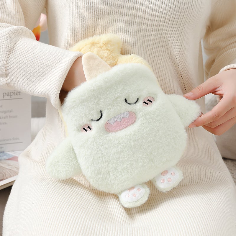 Generic New cute plush insert water injection hot water bag thickened explosion-proof PVC warm water bag removable and washable spot wholesaleSmall monster 500 ml (single hand) Small monster 500 ml (single hand) 