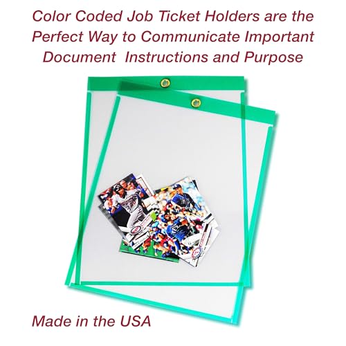 EnvyPak Job Ticket Holders - 9"x12" - Pack of 30 (Green) Top-Loading with Eyelet for Hanging - Image 3