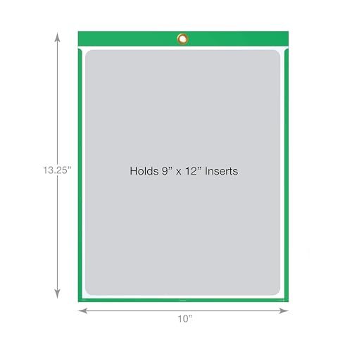 EnvyPak Job Ticket Holders - 9"x12" - Pack of 30 (Green) Top-Loading with Eyelet for Hanging - Image 2