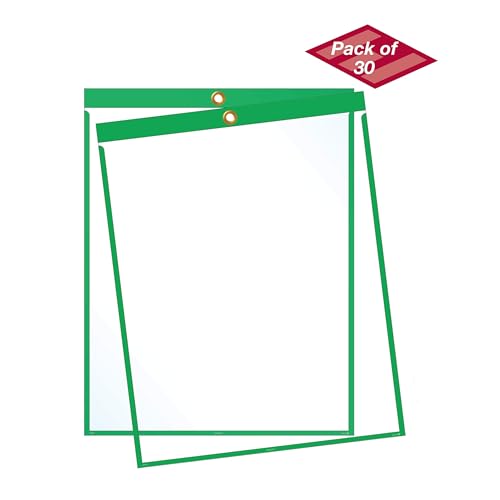 EnvyPak Job Ticket Holders - 9"x12" - Pack of 30 (Green) Top-Loading with Eyelet for Hanging - Image 5