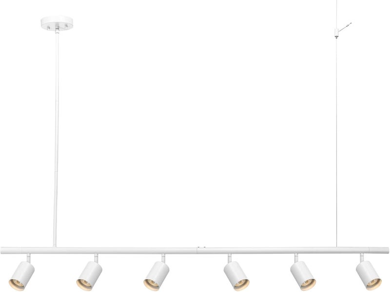 Globe Electric 64000124 55" 6-Light Adjustable Height Track Lighting, Matte White, Pivoting Heads, Modern Ceiling Light for Kitchen, Hallway or Dining Room, Dimmer Switch Compatible - Image 1