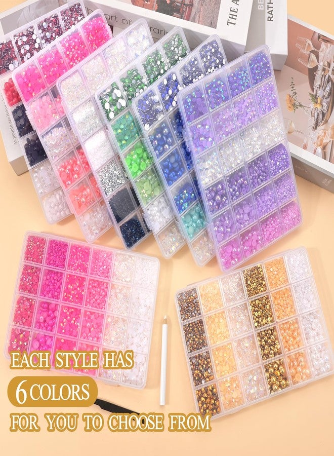NACHLYNN 10000 Pcs Rose red Rhinestones and Pearls 3-8mm Half Pearl Bead Resin Rhinestones Kits Comes with Jewelry Pen and Tweezers Suitable for Nail Art Clothing Handmade DIY Decoration - Image 3