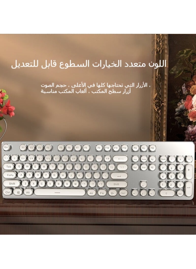 Generic - Wireless Bluetooth 3-Mode Mechanical Gaming Keyboard and Mouse Combo | Retro Punk Style Keyboard + Wireless Mouse for Gaming - Image 1