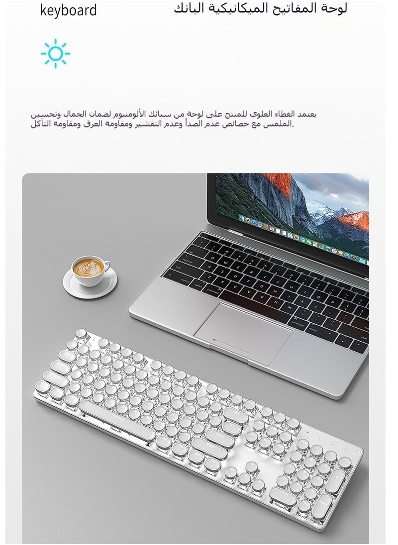 Generic - Wireless Bluetooth 3-Mode Mechanical Gaming Keyboard and Mouse Combo | Retro Punk Style Keyboard + Wireless Mouse for Gaming - Image 1