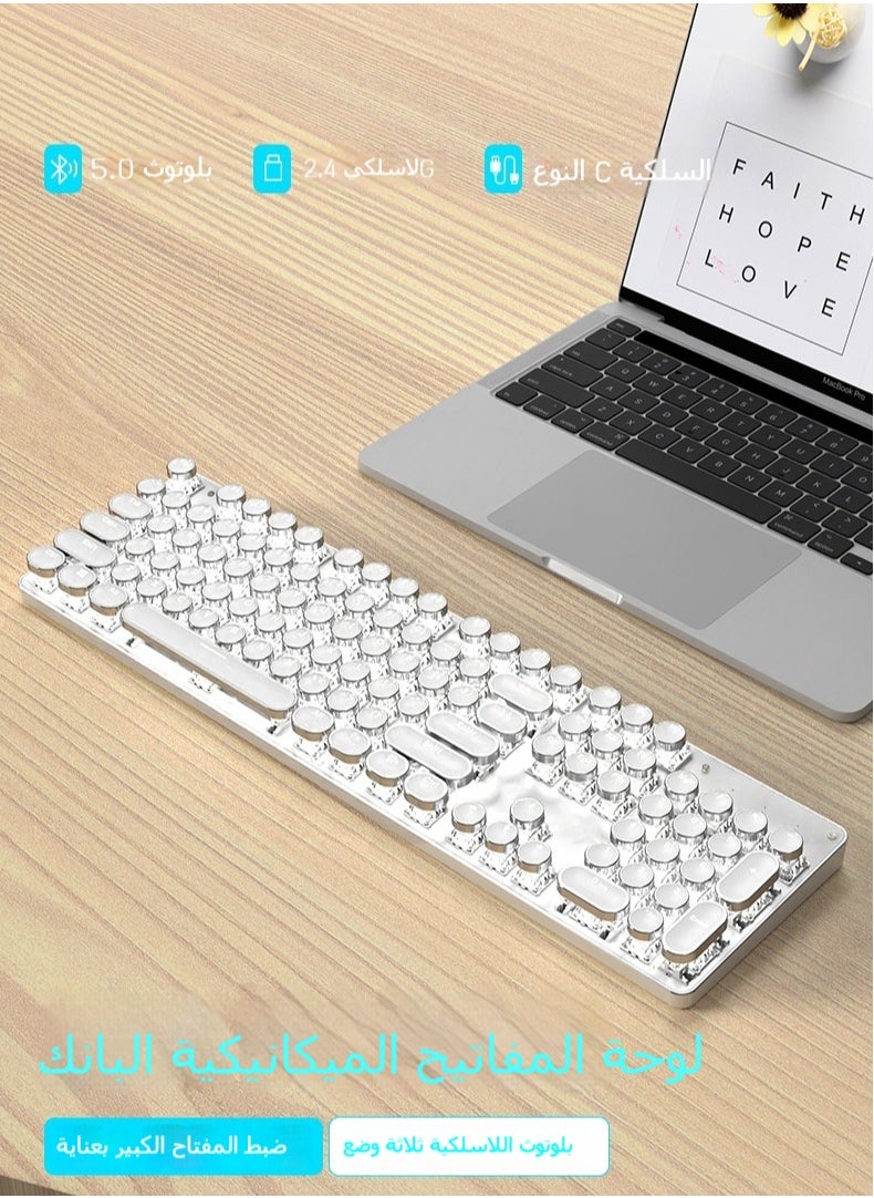 Generic - Wireless Bluetooth 3-Mode Mechanical Gaming Keyboard and Mouse Combo | Retro Punk Style Keyboard + Wireless Mouse for Gaming - Image 1
