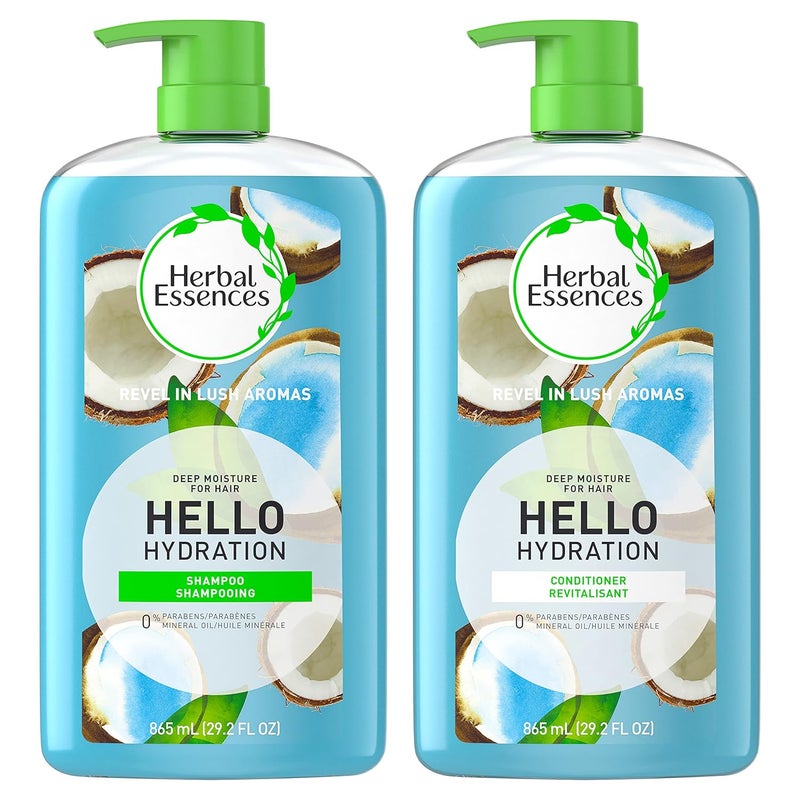 Herbal Essences Herbal Essences Moisturizing Shampoo and Conditioner Set Paraben Free Hello Hydration Safe for ColorTreated Hair Coconut Blue 292 fl oz
