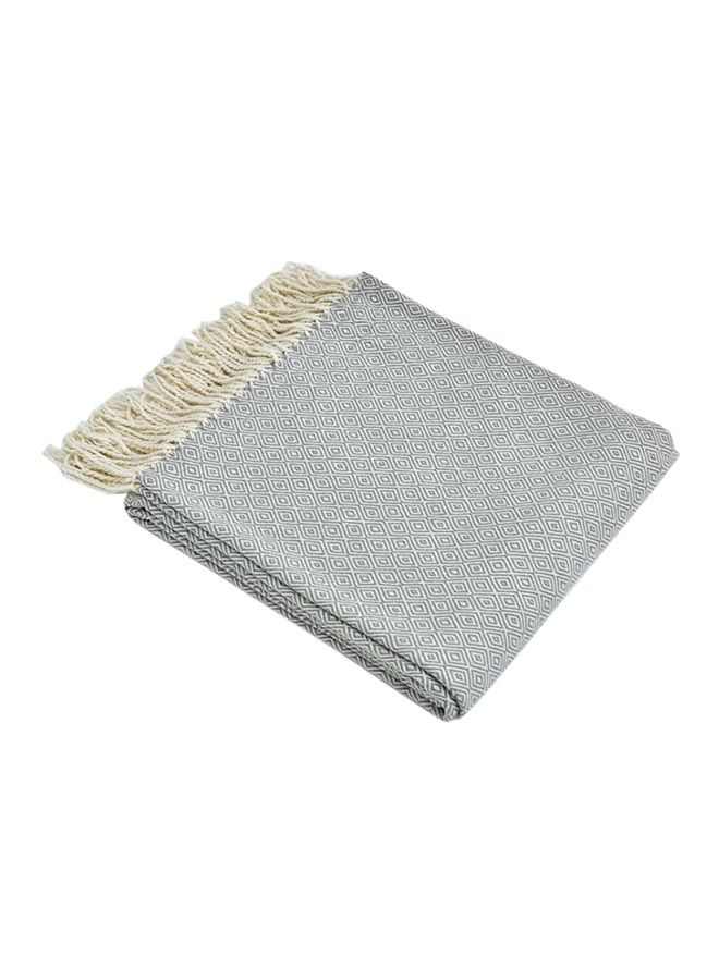 NIBEMINENT Tassels Design Soft Blanket Cotton Silver 120centimeter