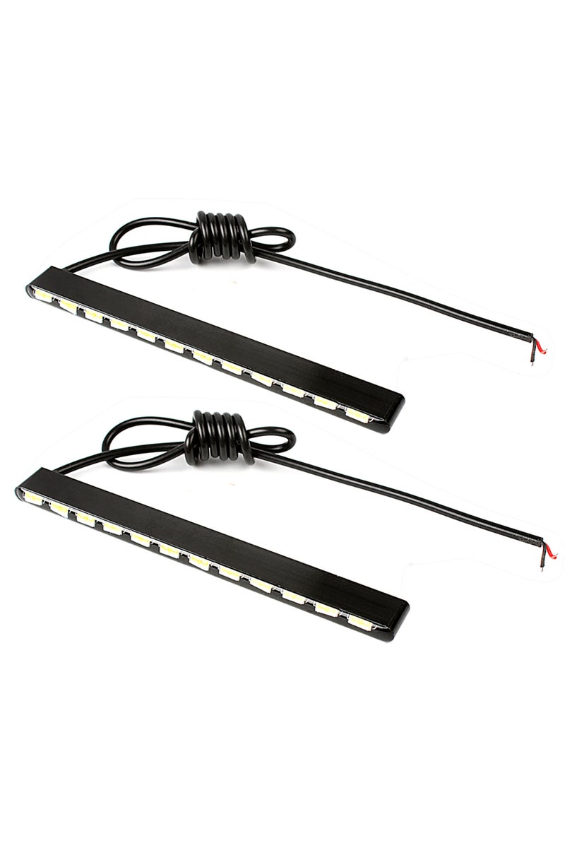 مصابيح نهارية بيضاء لتزيين السيارة، قطعتان، شريط إضاءة LED مقاوم للماء، SMD 7030، 12 مصباح LED