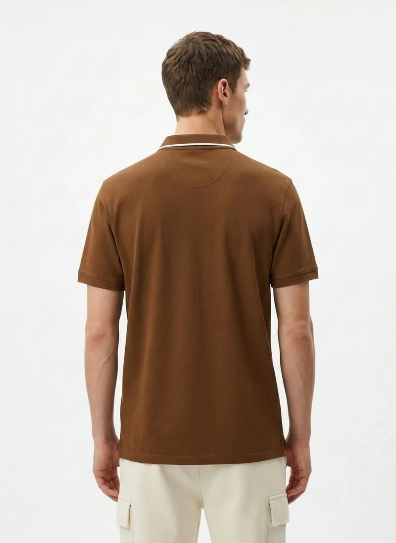 NOBERO Espresso Nobero Tipped Johnny Collar Polo for Men for Men | Best Price UAE