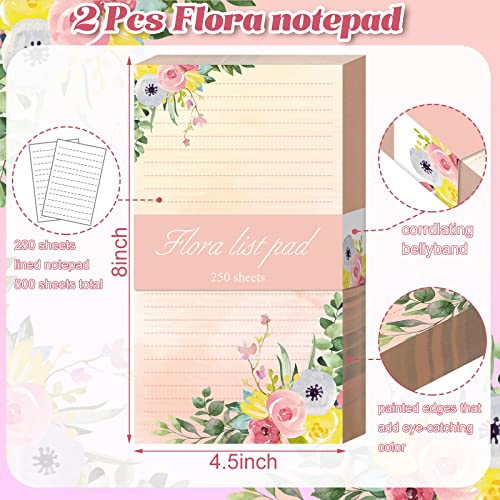 Perthlin 2 Pack 500 Sheets Floral Sticky Notes Cute Flower Note Pads Decorative Memo Pads to Do List Notepad 4.5 x 8 Inch Shopping Grocery List Notepads for Weekly Plan Home Office Christmas Supplies - Image 3