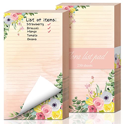 Perthlin 2 Pack 500 Sheets Floral Sticky Notes Cute Flower Note Pads Decorative Memo Pads to Do List Notepad 4.5 x 8 Inch Shopping Grocery List Notepads for Weekly Plan Home Office Christmas Supplies - Image 1