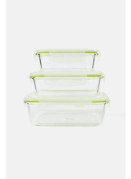 Catherine Malandrino 3 Piece Set Of Rectangular Glass Food Containers With PP Lid  - Image 1