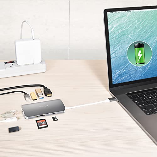 j5create USB-C 9-in-1 Multi Adapter Multi Adapter HDMI/Ethernet/USB 3.1, SD and MicroSD/PD 3.0 | 4K HDMI for MacBook | ChromeBook |USB-C Devices (JCD383) - Image 2