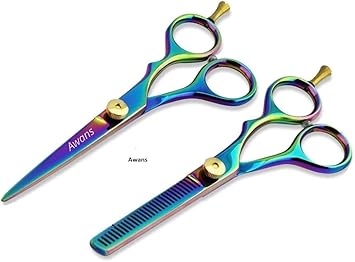Awans Hair Cutting Scissors Kits6 Stainless Steel Hairdressing Shears Set Thinning Texturizing Scissors Professional Barber Salon Use or Home - Image 1