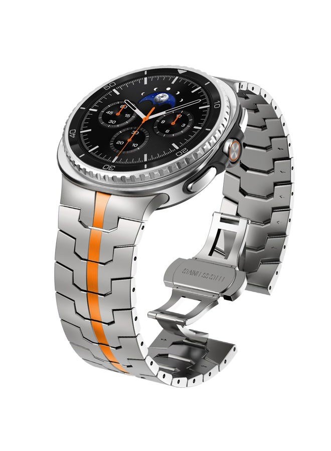 WINGLE Men's Metal Band for Samsung Galaxy Watch 8/8 Classic 46/44/40mm Ultra 47mm Stainless Steel Heavy Duty Durable Armor Chic Casual Business Band with Folding Clasp, Galaxy Watch Ultra 47mm - Image 1