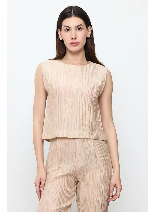 Sherin Beige Striped Blouse.
