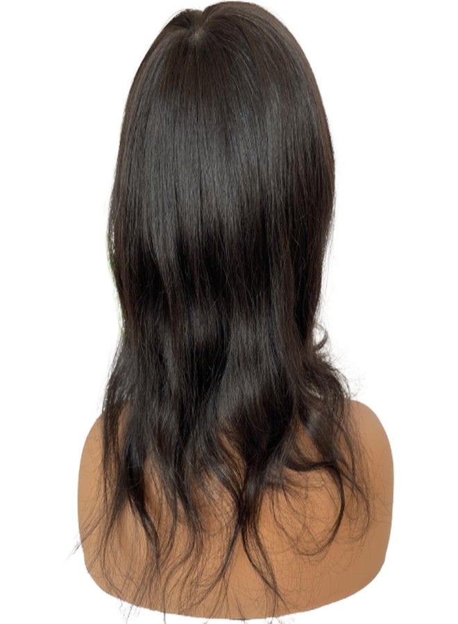 Voloria 12INCH Hair Toppers for Women Real Human Hair Topper Miduim Density Full PU Base Hairpiece Hair Extensions (1B Black Color) - Image 4