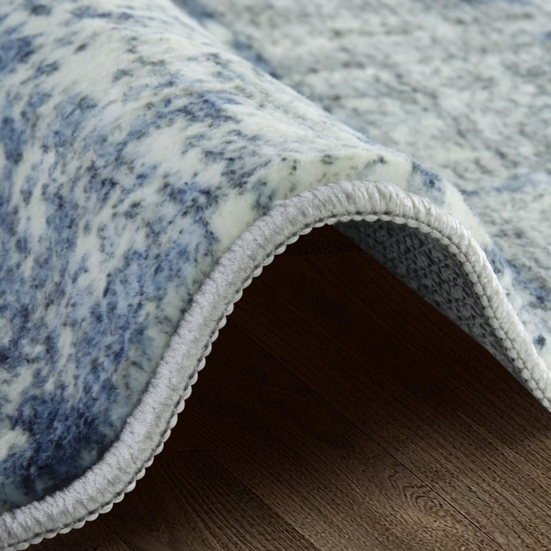 Gent drizz Area Rugs 8x10 Living Room: Large Soft Washable Rug Modern Abstract Anti-Skid Non-Shedding Carpet Indoor Floor Thin Carpets for Bedroom Dining Room Farmhouse Nursery Home Office Grey Blue - Image 5