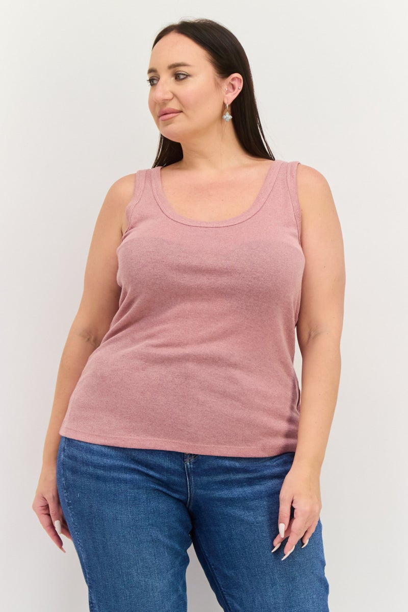 ESPRIT بلوزة نسائية بدون أكمام بتصميم دائري، وردي فاتح - Image 1