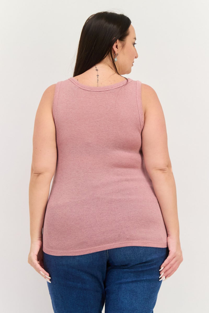 ESPRIT بلوزة نسائية بدون أكمام بتصميم دائري، وردي فاتح - Image 4