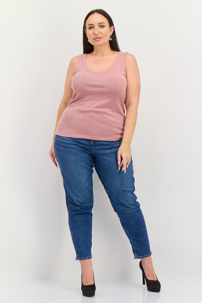ESPRIT Women Scoop Neck Sleeveless Textured Top, Light Pink - Image 2