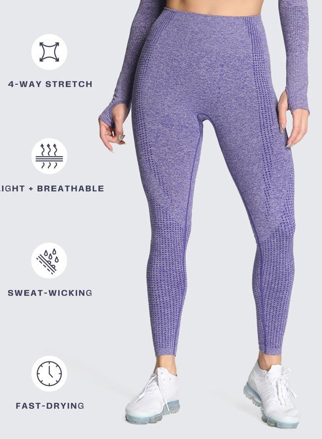 Aoxjox Women's High Waist Workout Gym Vital Seamless Leggings Yoga Pants 24'' (Indigo Marl, Small) - Image 4