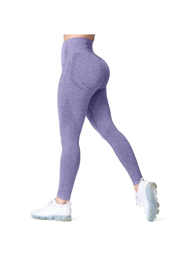 Aoxjox Women's High Waist Workout Gym Vital Seamless Leggings Yoga Pants 24'' (Indigo Marl, Small) - Image 1