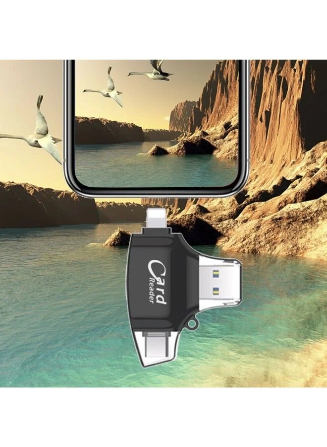 ليكسيس قارئ بطاقات 4 في 1 من النوع C ومحول Micro USB وقارئ بطاقات Micro SD لأجهزة iPhone/iPad وقارئ بطاقات OTG ذكي - Image 4