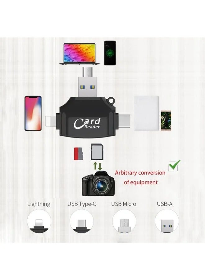 ليكسيس قارئ بطاقات 4 في 1 من النوع C ومحول Micro USB وقارئ بطاقات Micro SD لأجهزة iPhone/iPad وقارئ بطاقات OTG ذكي - Image 3