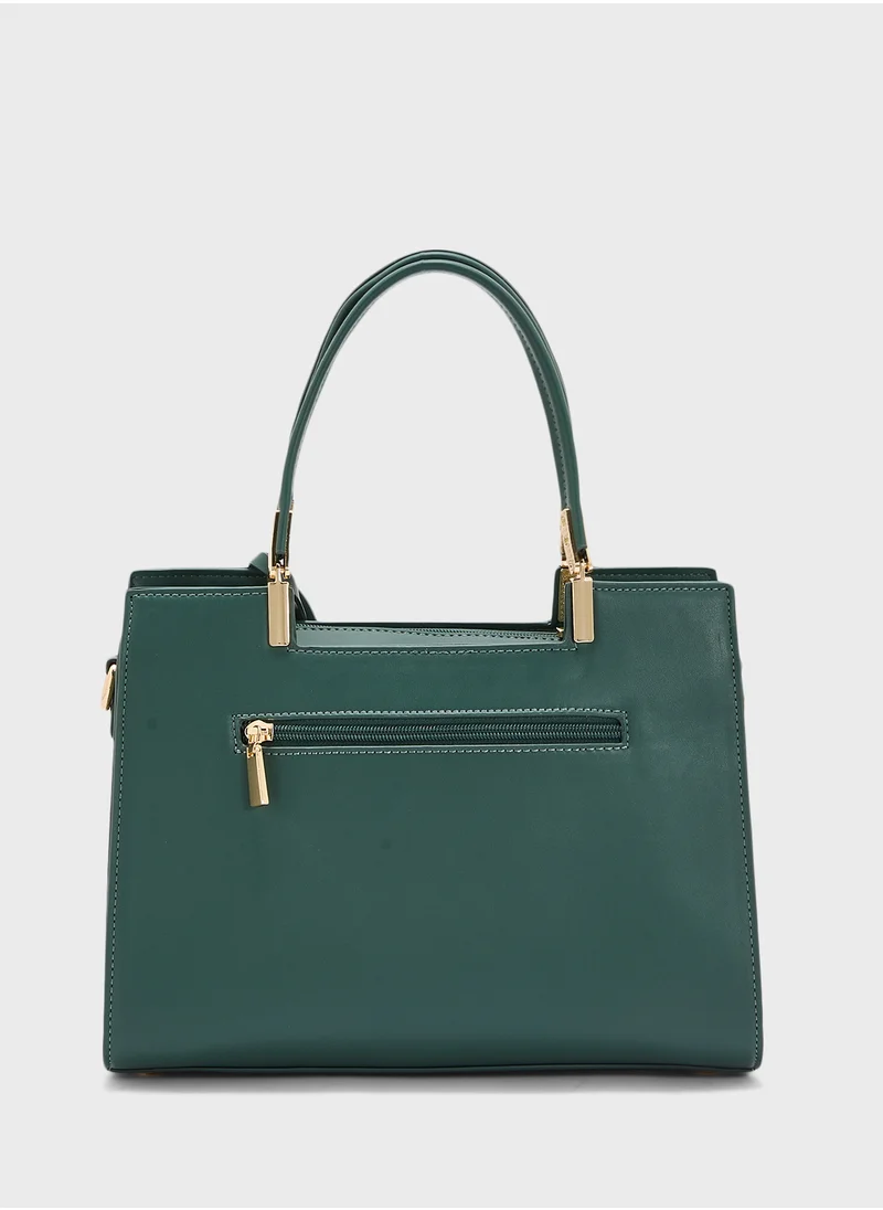 Khizana Stitch Detail Satchel Bag With Fob