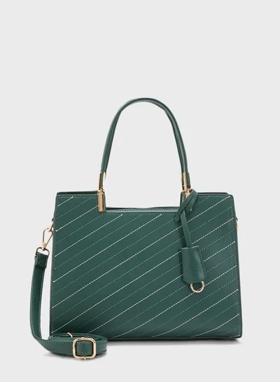 Khizana Stitch Detail Satchel Bag With Fob