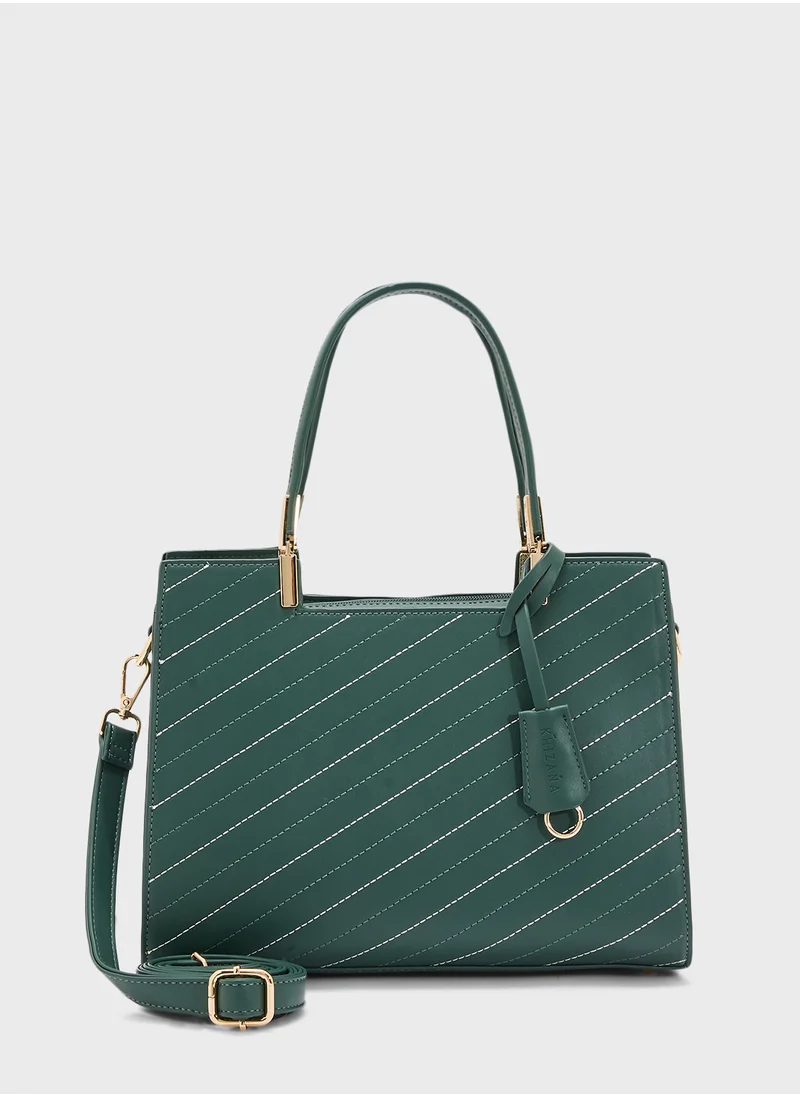 Khizana Stitch Detail Satchel Bag With Fob