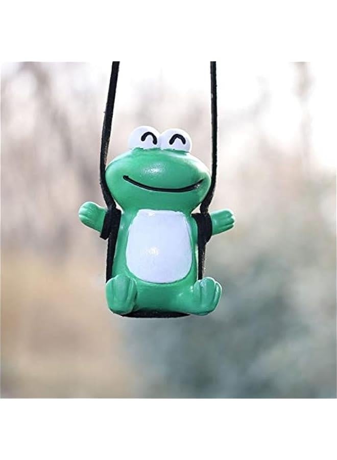 Swinging Frog Car Hanging Ornament,Cute Animal Swing Frog Car Interior Decoration Frog Pendant for Auto Rearview Mirror Decoration(A) - Image 1